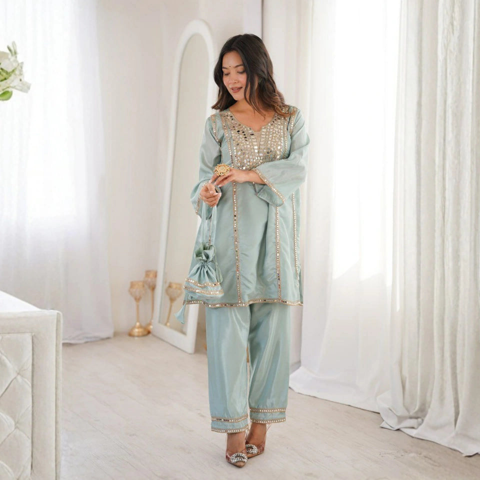 Noorani Mirror Work Designer Suit Set