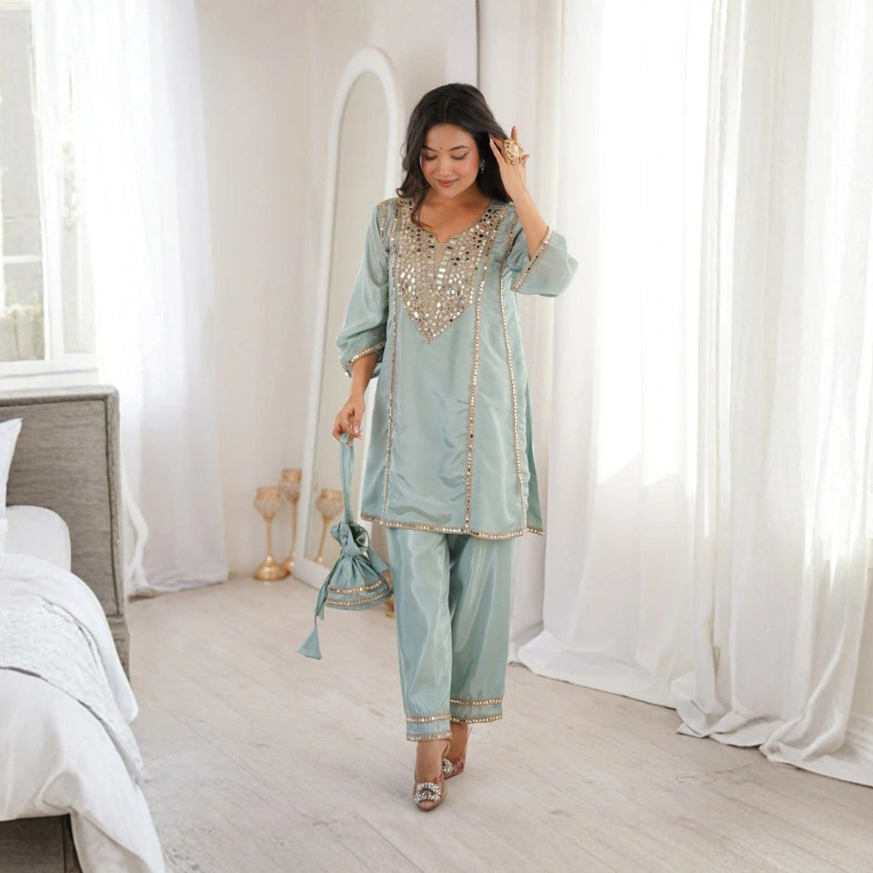 Noorani Mirror Work Designer Suit Set