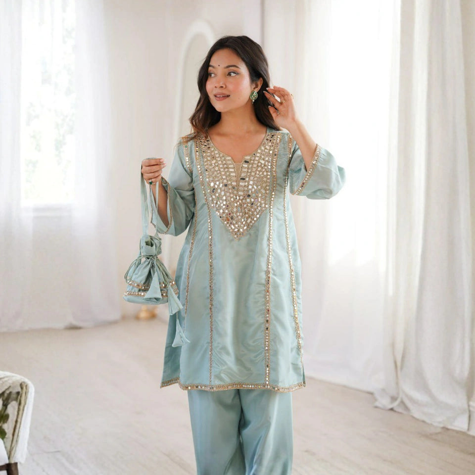 Noorani Mirror Work Designer Suit Set