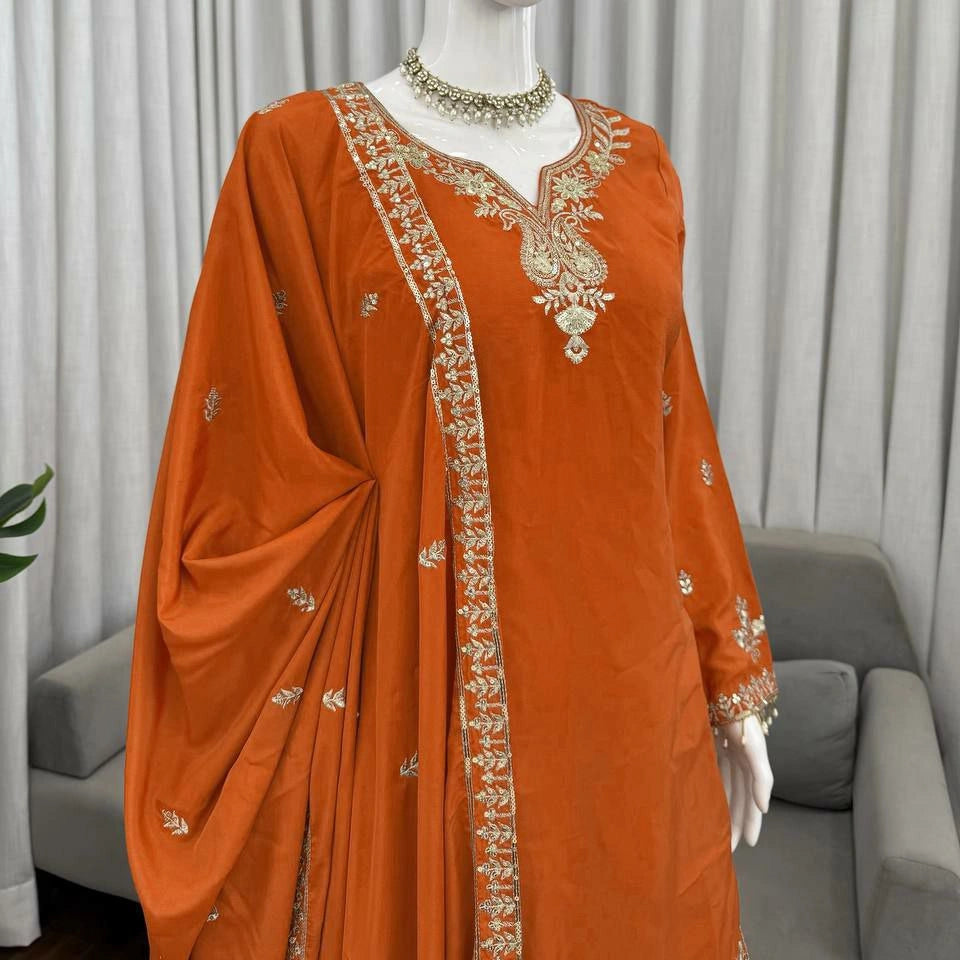 Aabira Crepe Embroidered Sharara Set
