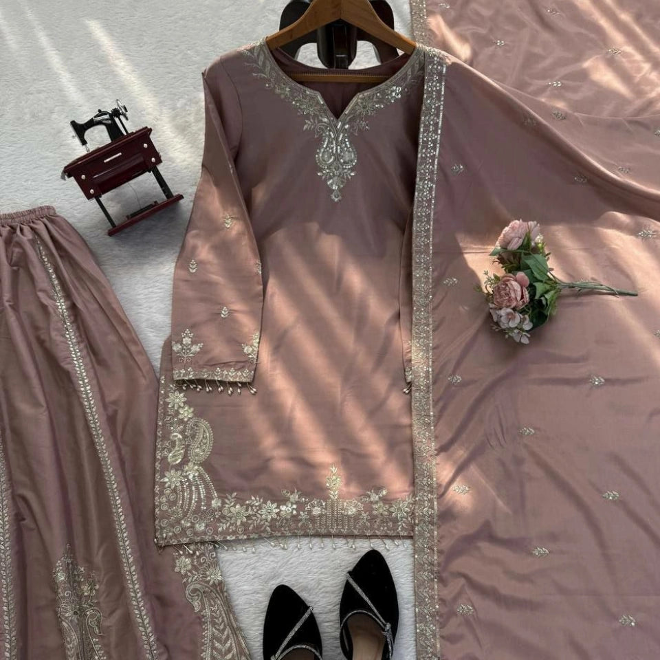 Aabira Crepe Embroidered Sharara Set