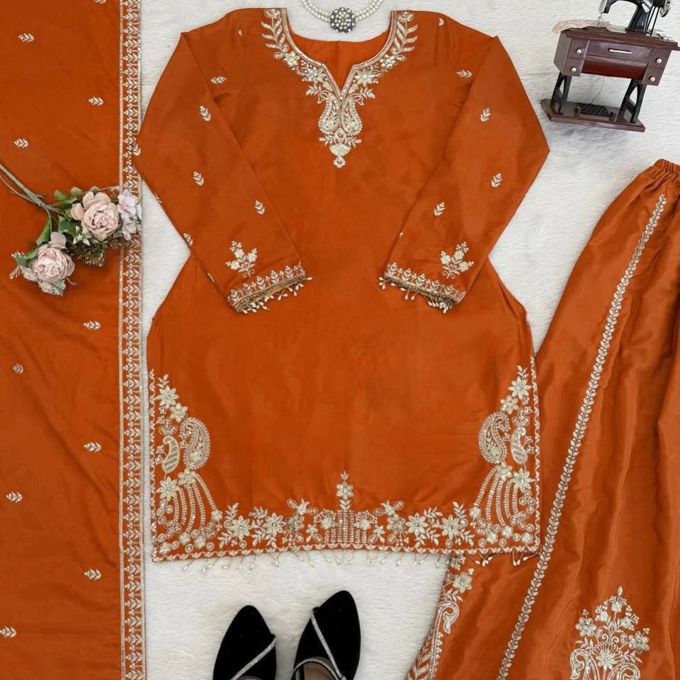 Aabira Crepe Embroidered Sharara Set
