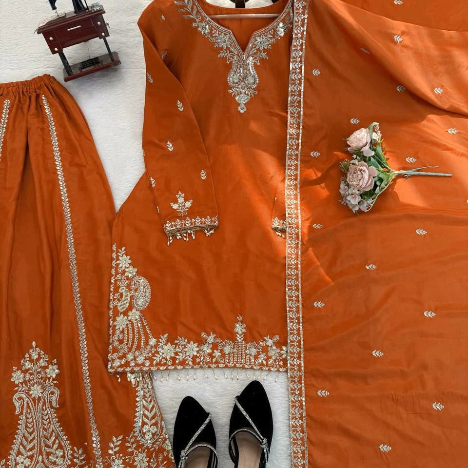 Aabira Crepe Embroidered Sharara Set