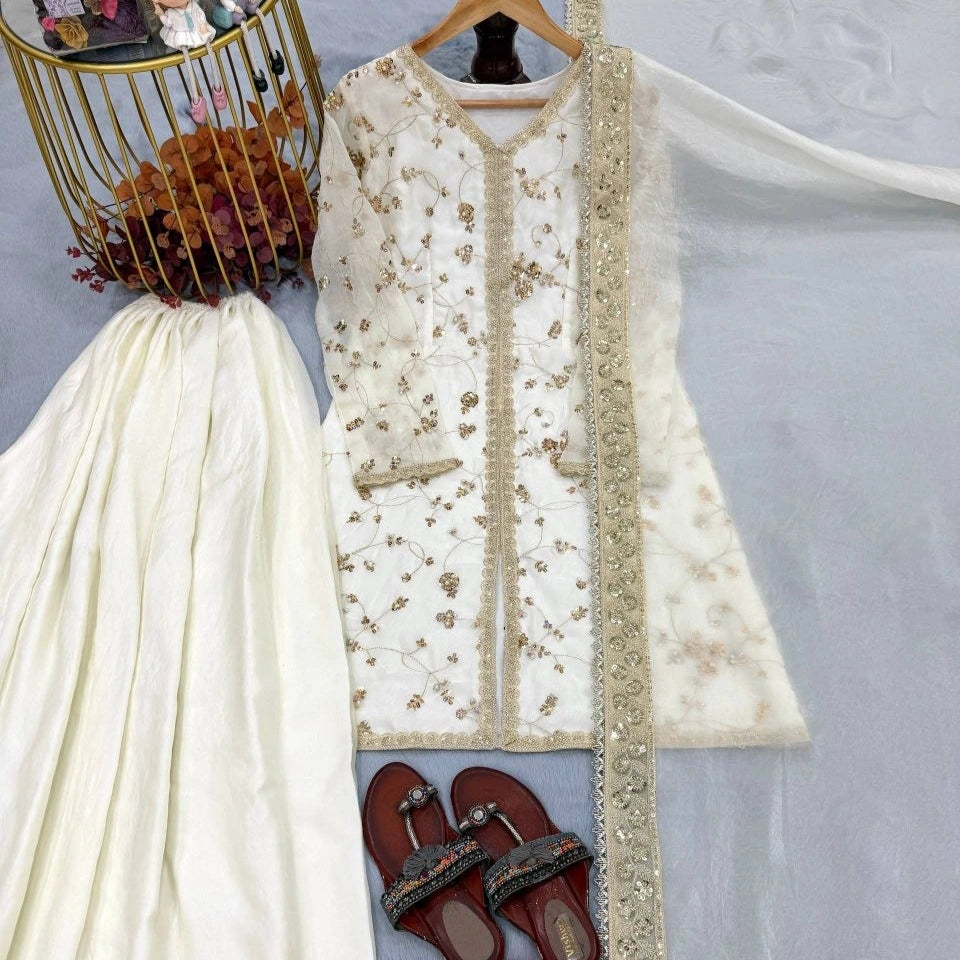 Zehreen Fendi Silk Heavy Embroidered Sharara Set