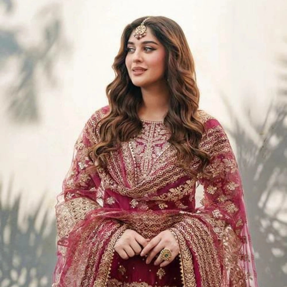 Rida Burgundy Farshi Salwar Suit Set