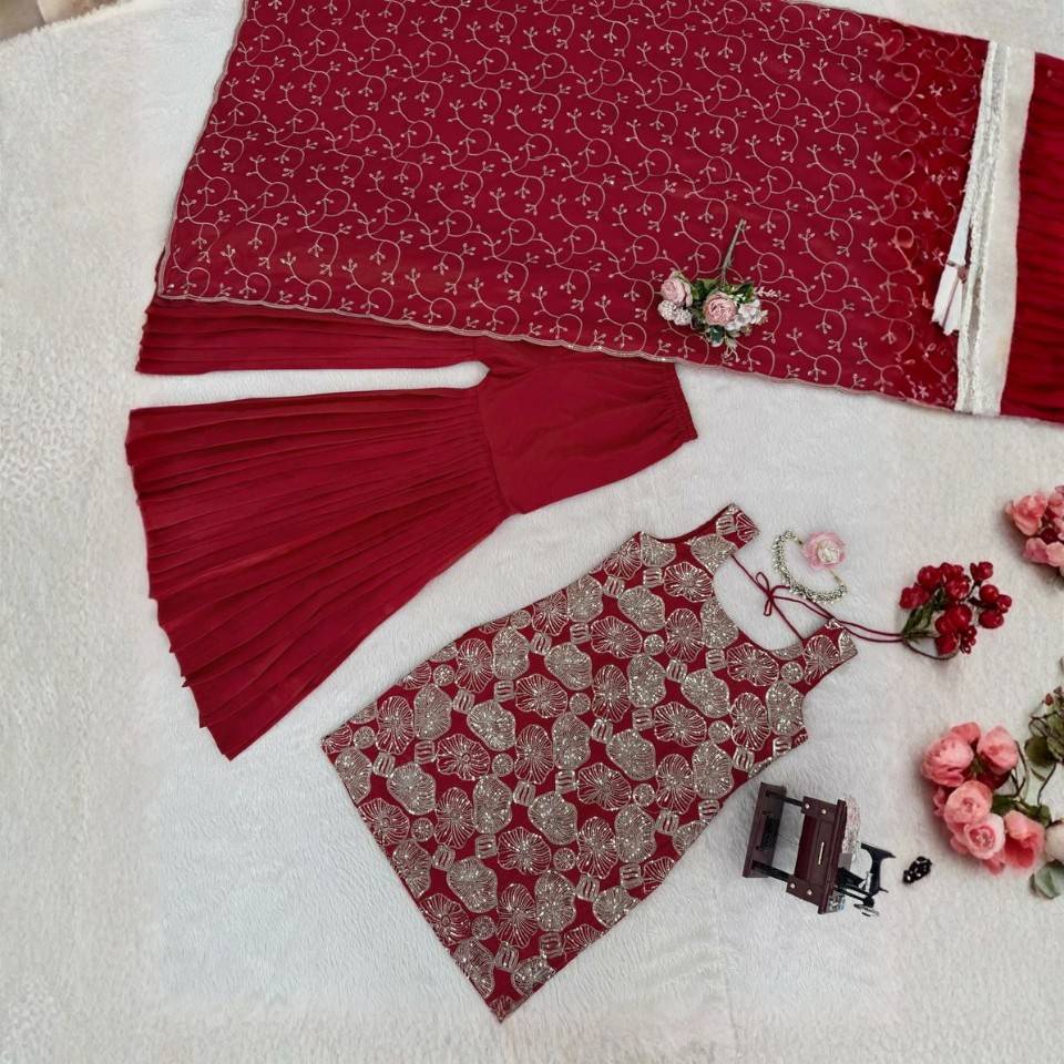 Simmer Silk Thread & Sequin Sharara Set