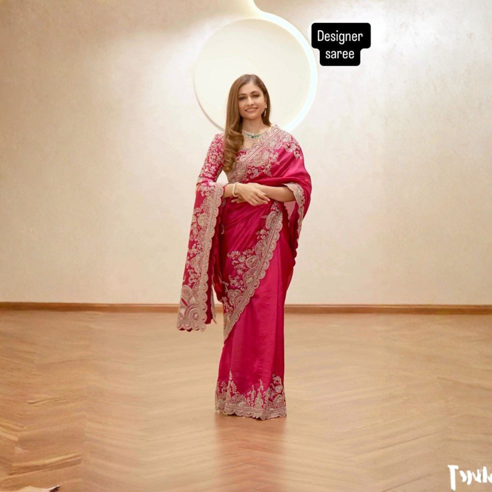 Vichitra Silk Sequined Saree