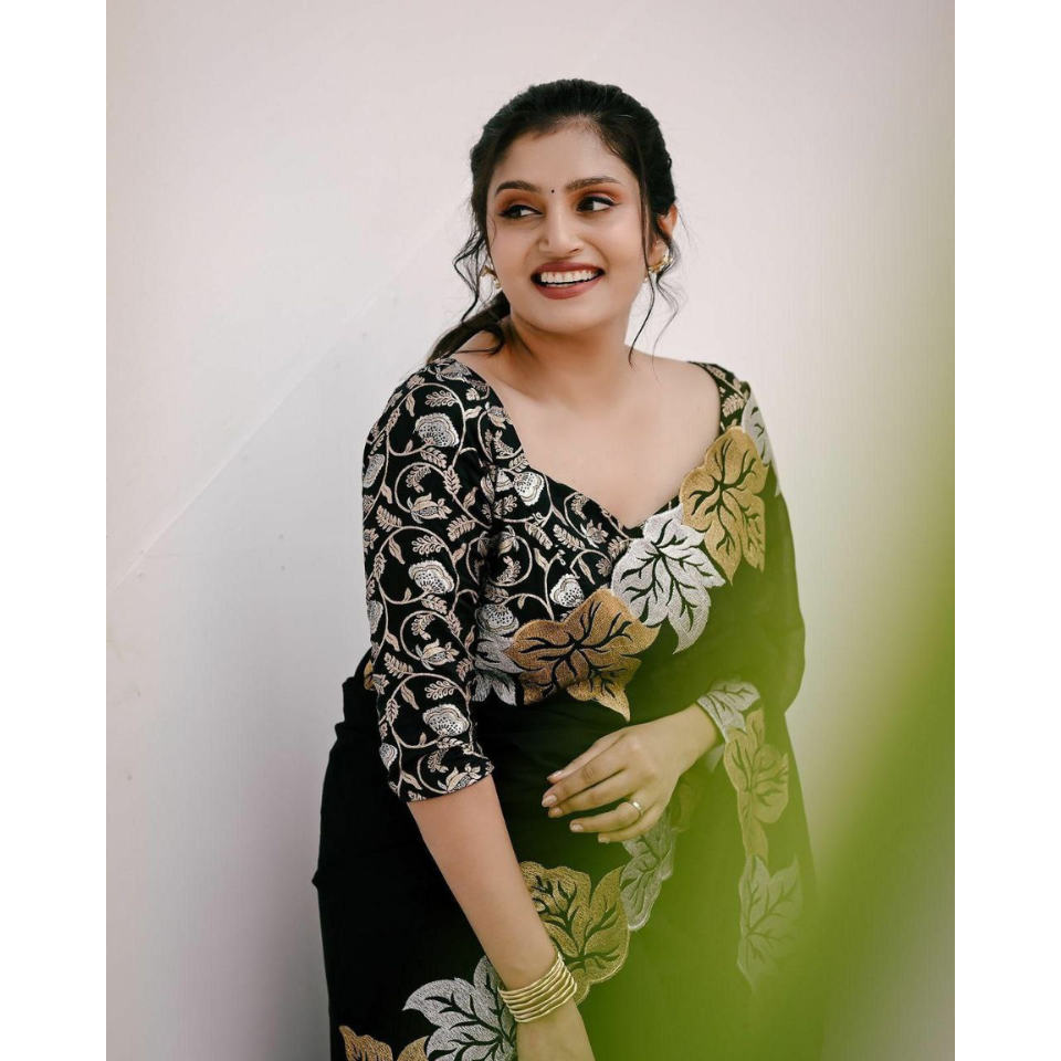 Golden Grace Georgette Embroidered Saree