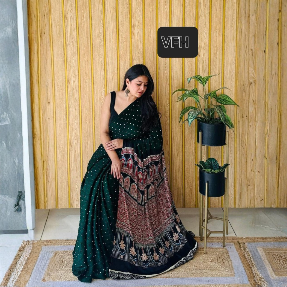 Ajrakh Elegance Modal Silk Saree