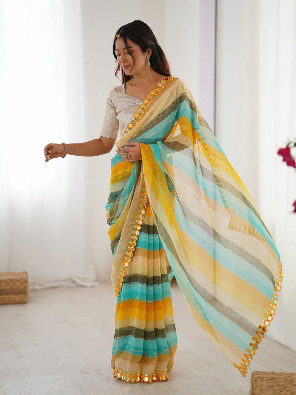 Linen Printed Saree