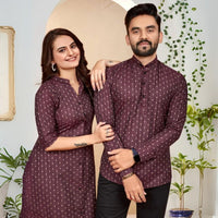 Elegant cotton jacquard couple wear set