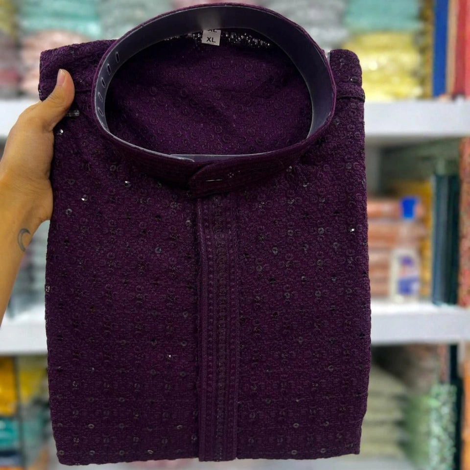 Sarang Heavy Rayon Chikan Work Kurta Set