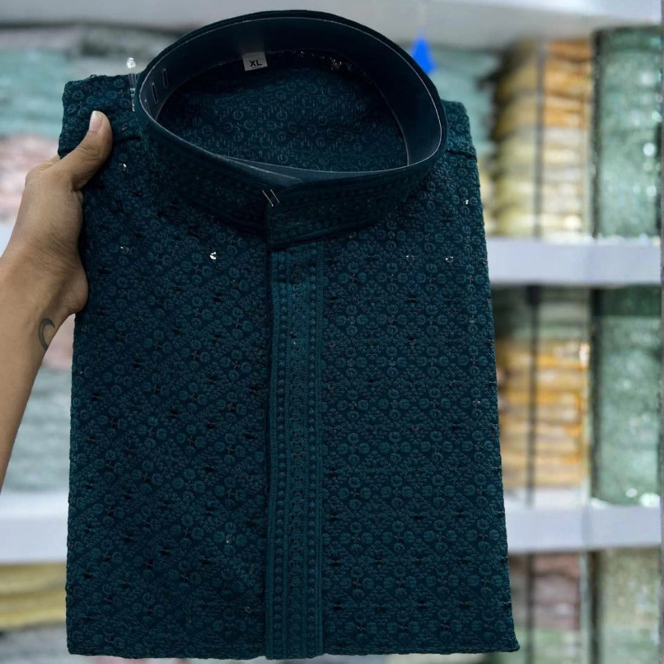 Sarang Heavy Rayon Chikan Work Kurta Set