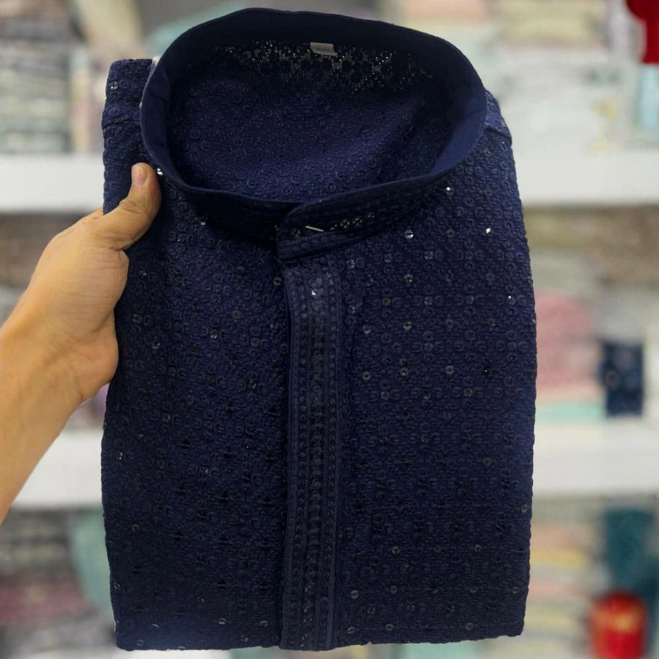 Sarang Heavy Rayon Chikan Work Kurta Set