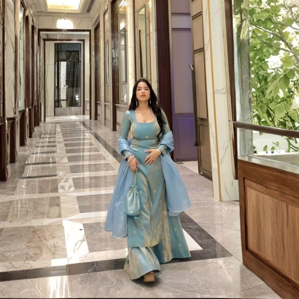 Fandy Silk Sequins Dress Set with Dupatta