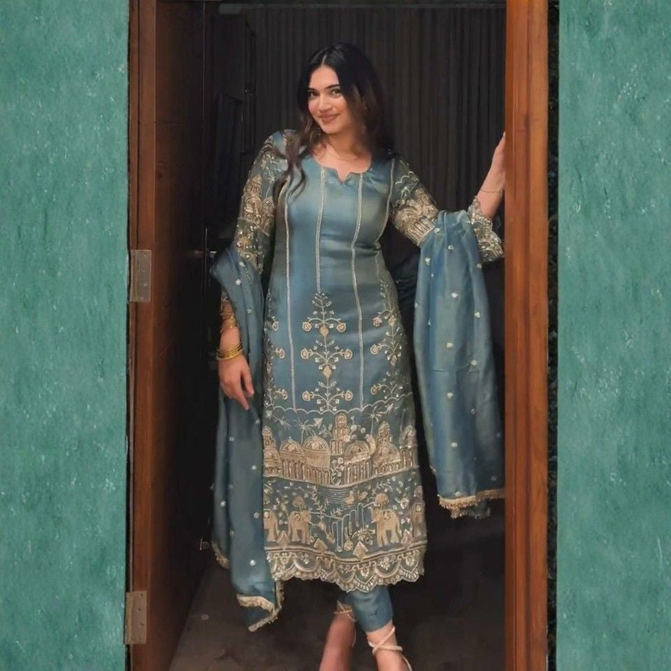 Heavy Jimmy Choo Organza Sequence Work Set with Dupatta