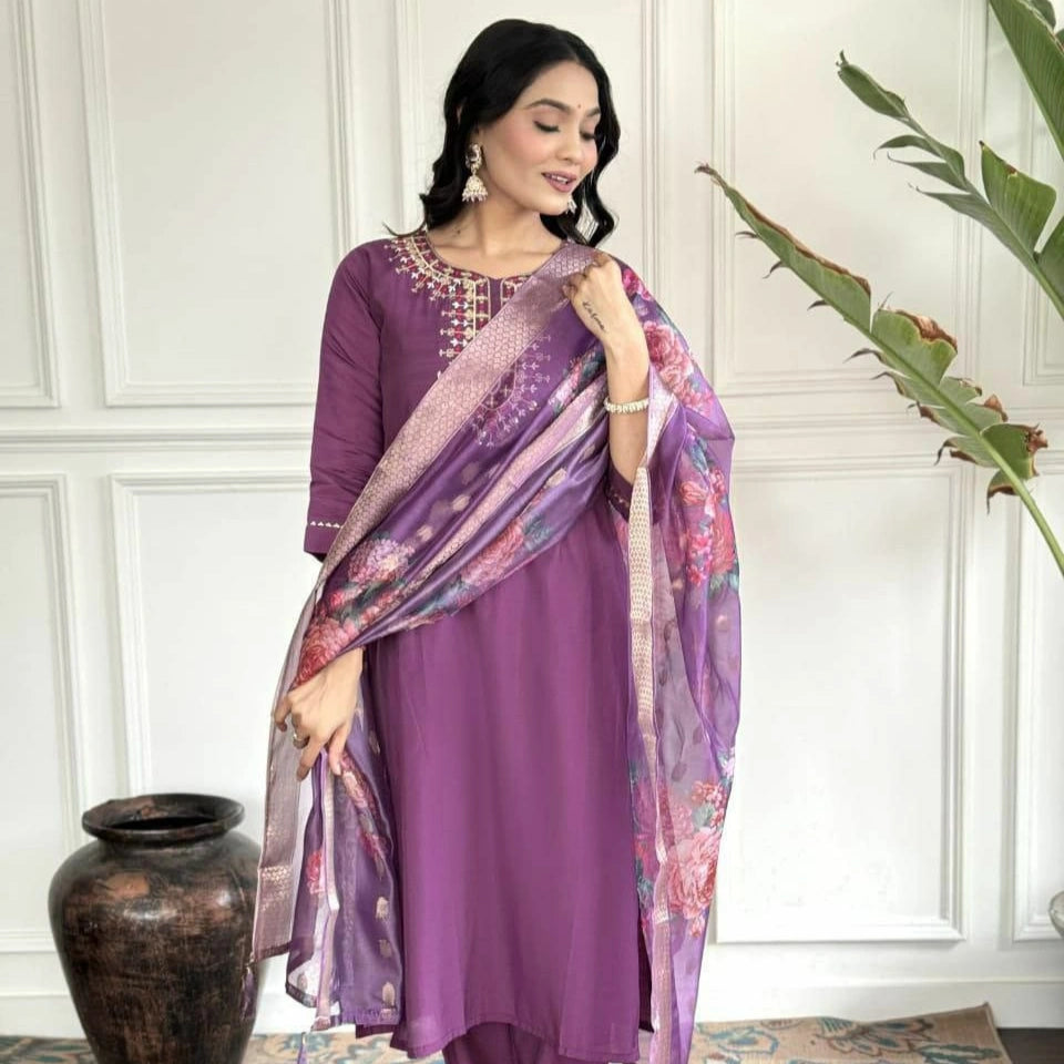 Meera Roman Silk Kurti Set