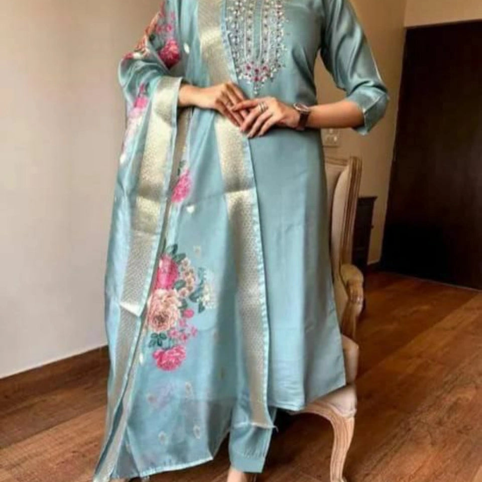 Meera Roman Silk Kurti Set
