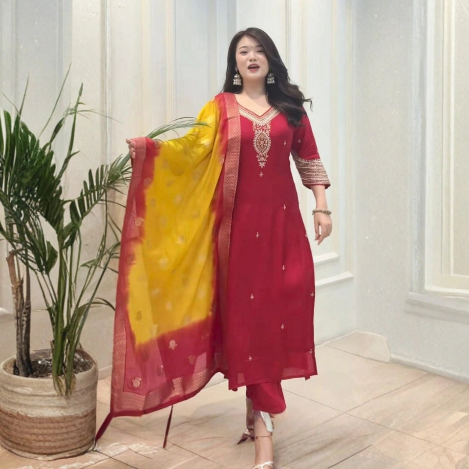 Devika Berry Silk Kurti Set