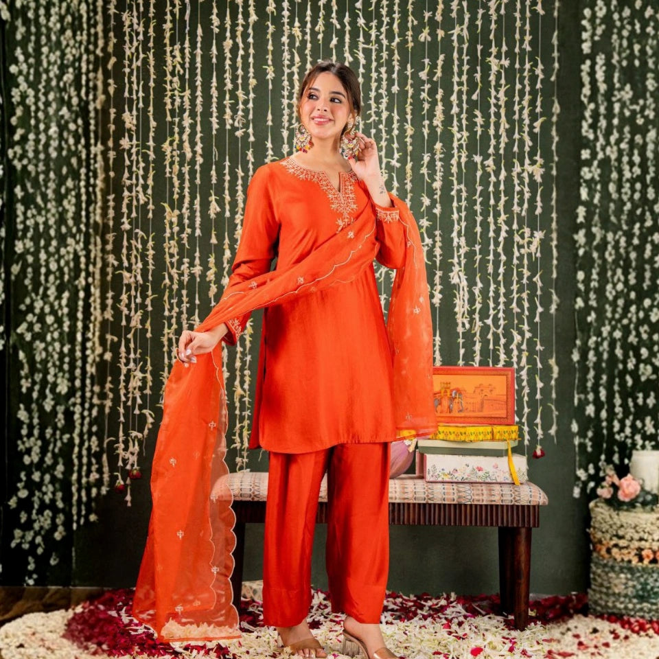 Elira Chanderi Kurti Set