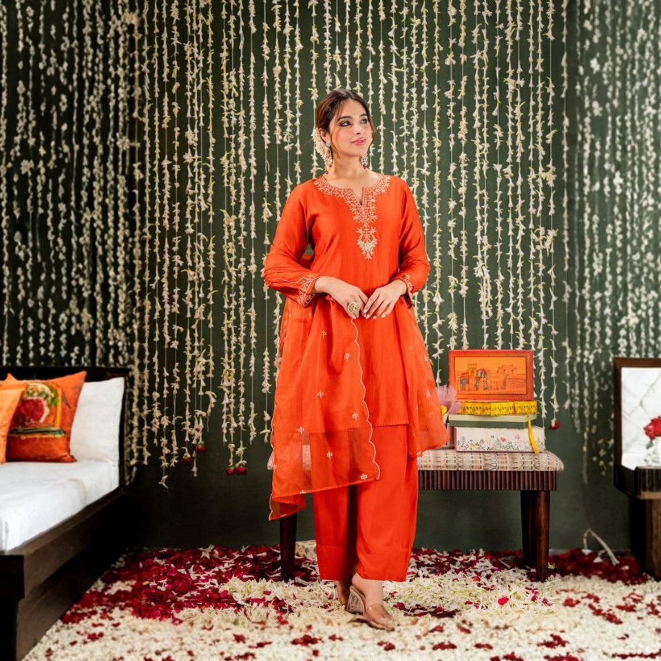 Elira Chanderi Kurti Set