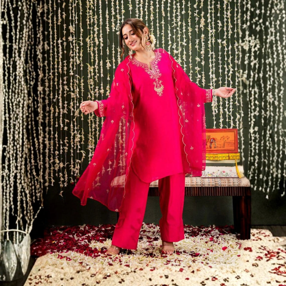 Elira Chanderi Kurti Set