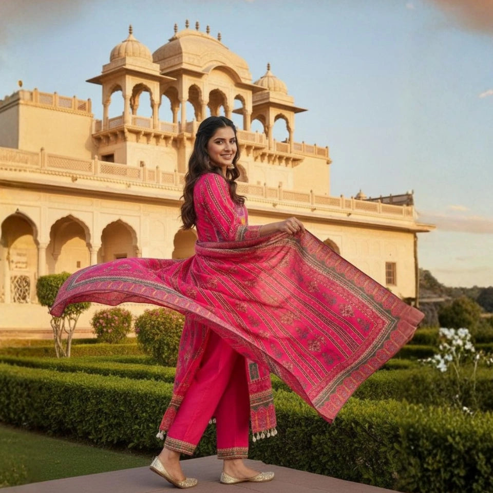 Pihu Diamond Silk Kurti Set