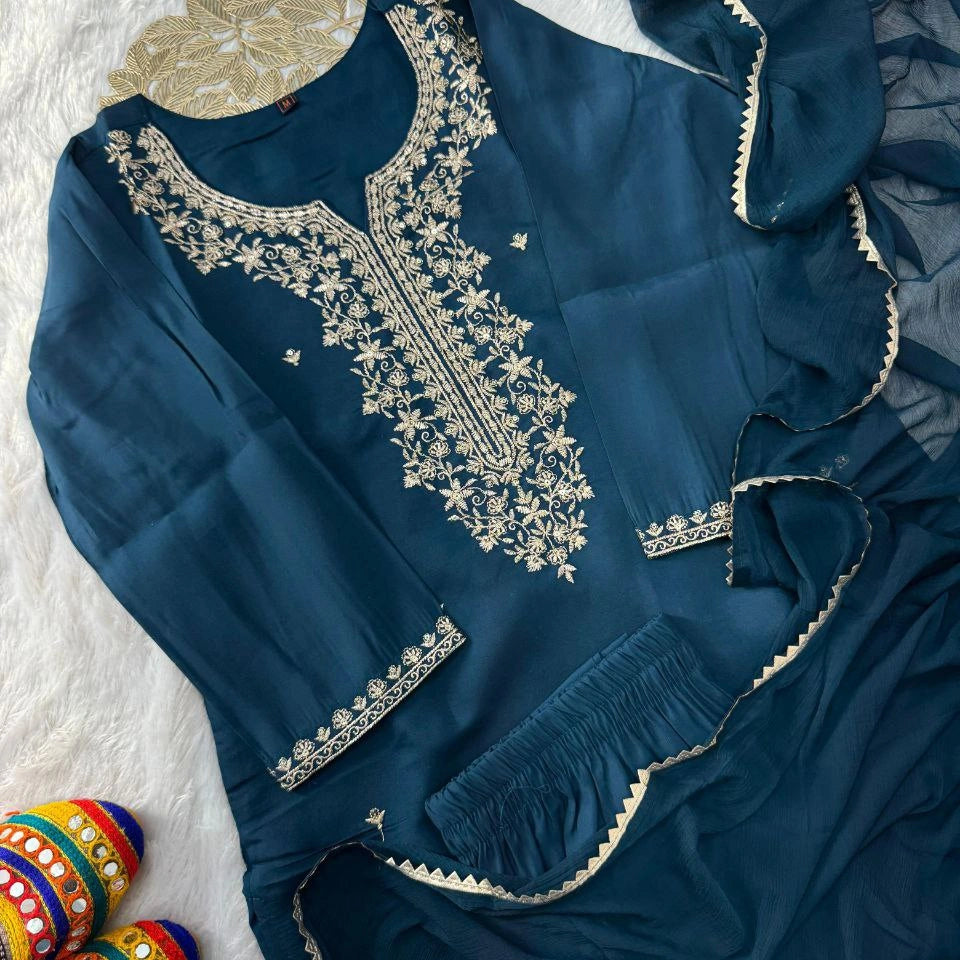 Anvi Roman Silk Kurti Set