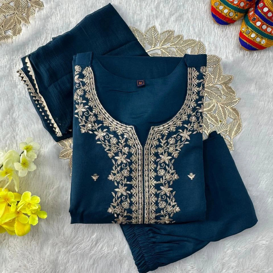 Anvi Roman Silk Kurti Set