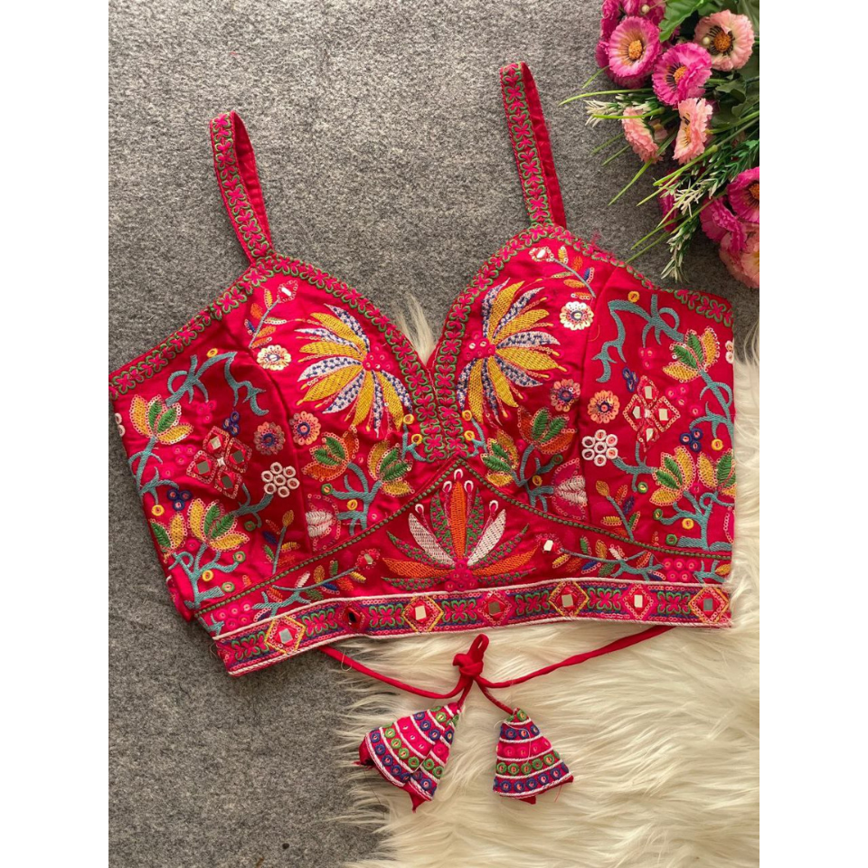 Heavy Embroidery+Sequence Work Blouse+ mirror