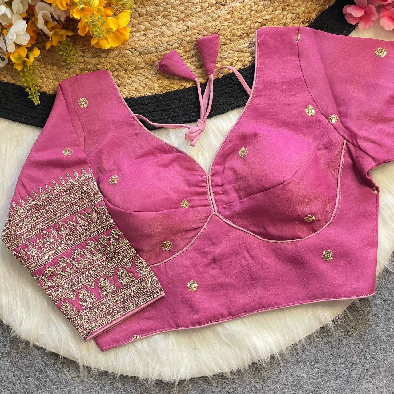 Gold Codding + Thread Work Heavy Embroidery Work Blouse