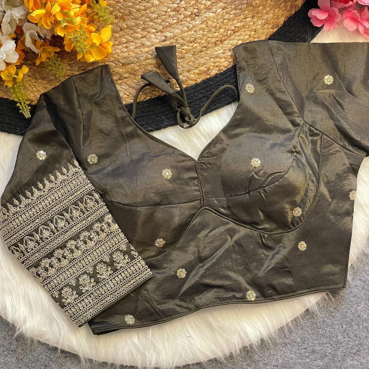 Gold Codding + Thread Work Heavy Embroidery Work Blouse