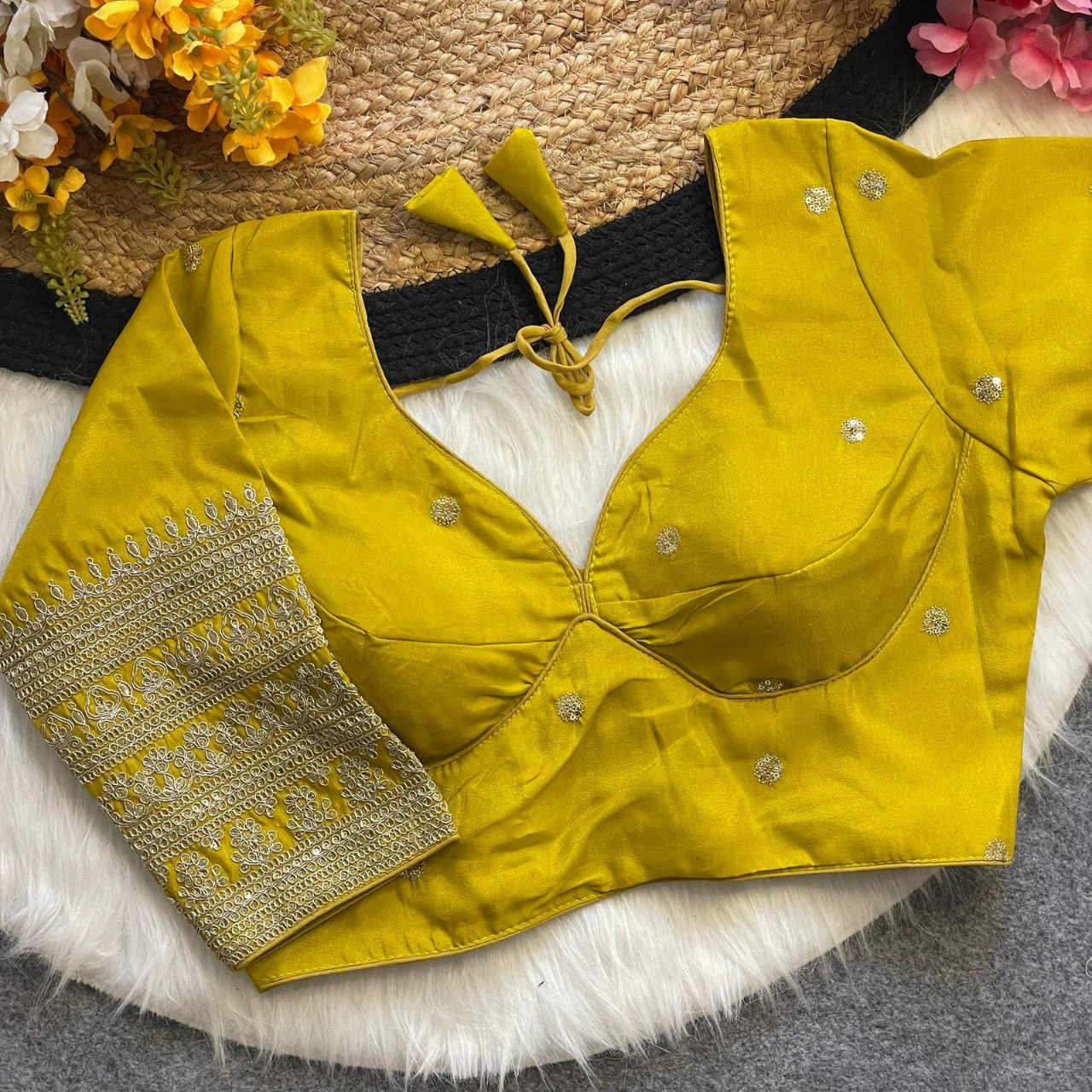 Gold Codding + Thread Work Heavy Embroidery Work Blouse