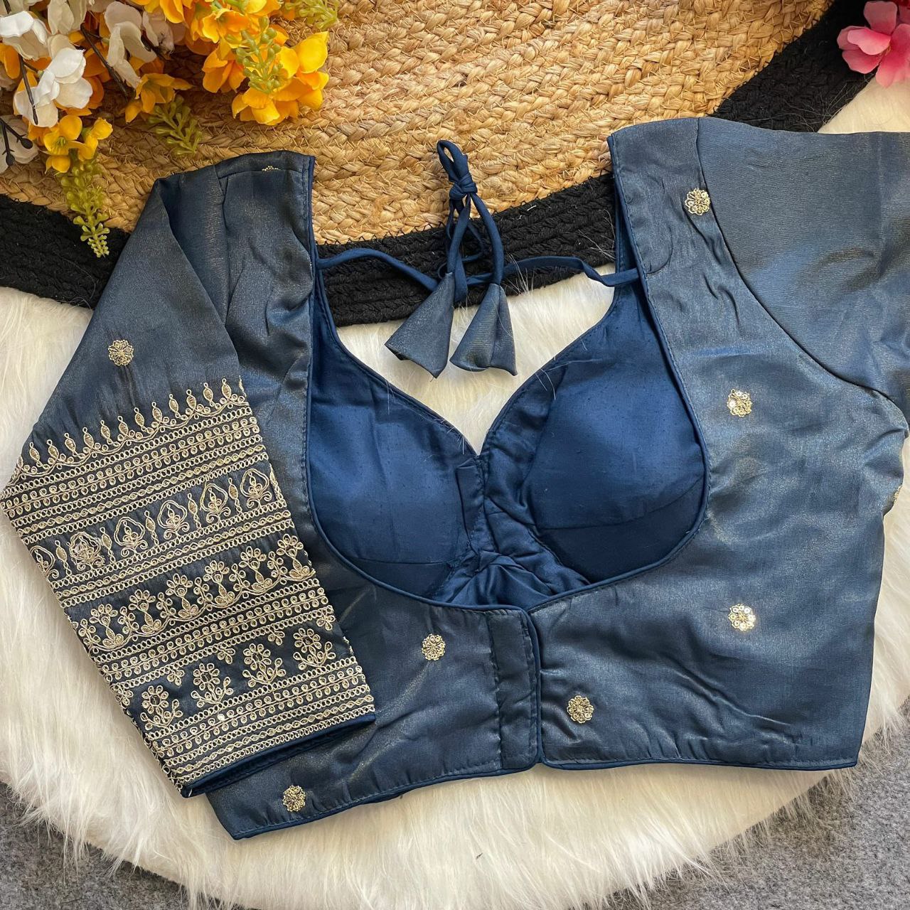 Gold Codding + Thread Work Heavy Embroidery Work Blouse