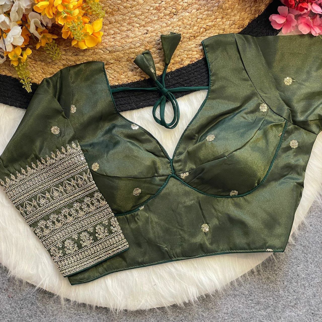 Gold Codding + Thread Work Heavy Embroidery Work Blouse