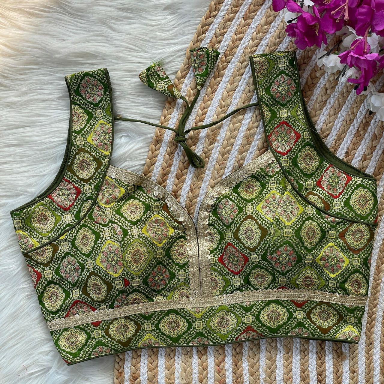 jacquard with golden jari and golden less