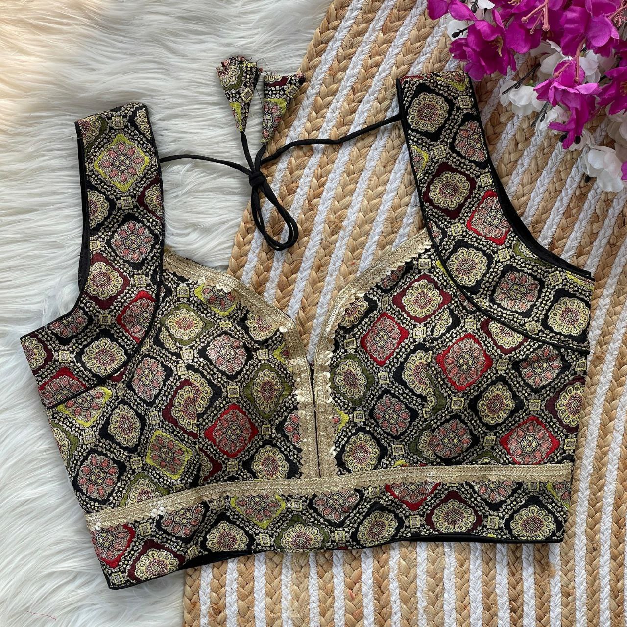 jacquard with golden jari and golden less