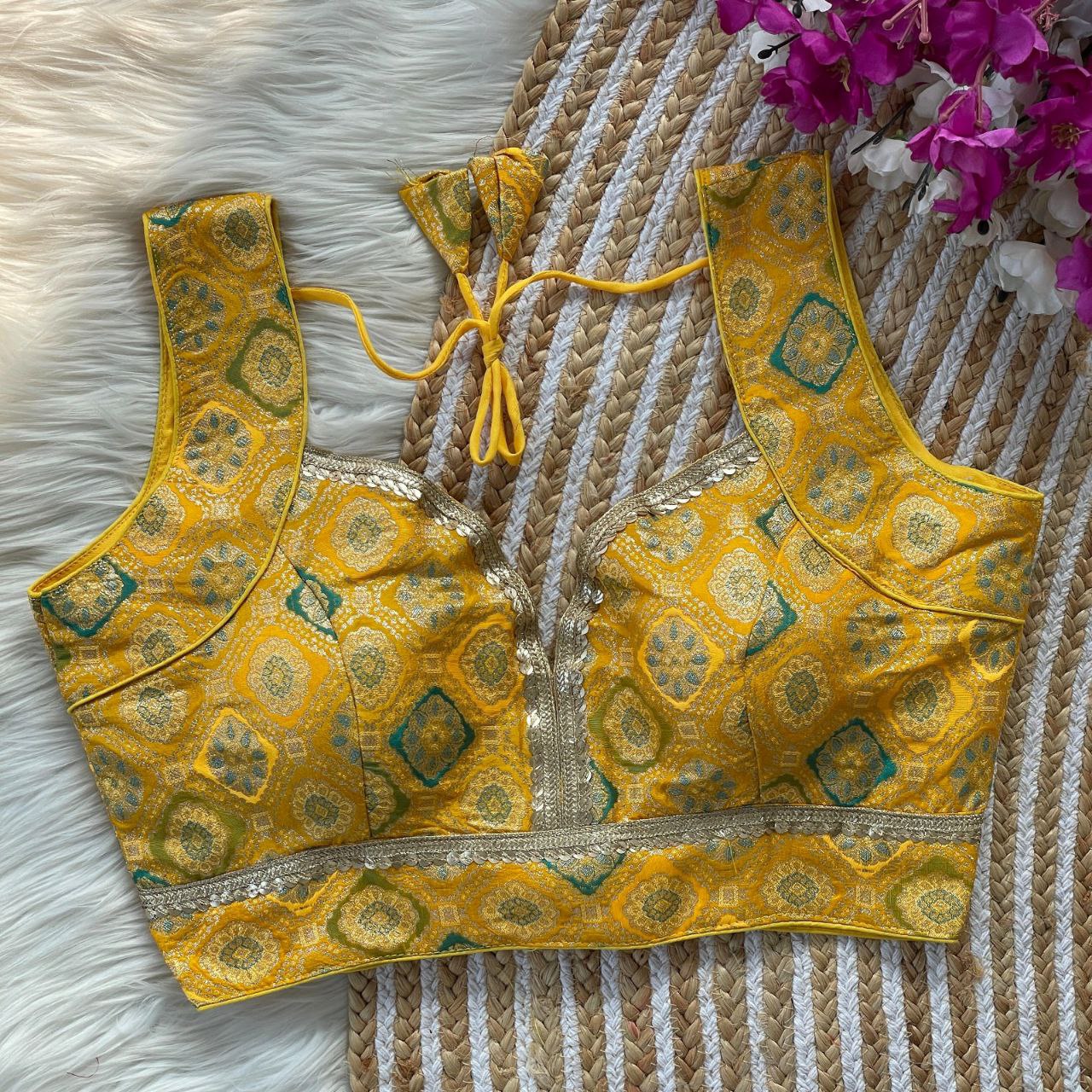 jacquard with golden jari and golden less