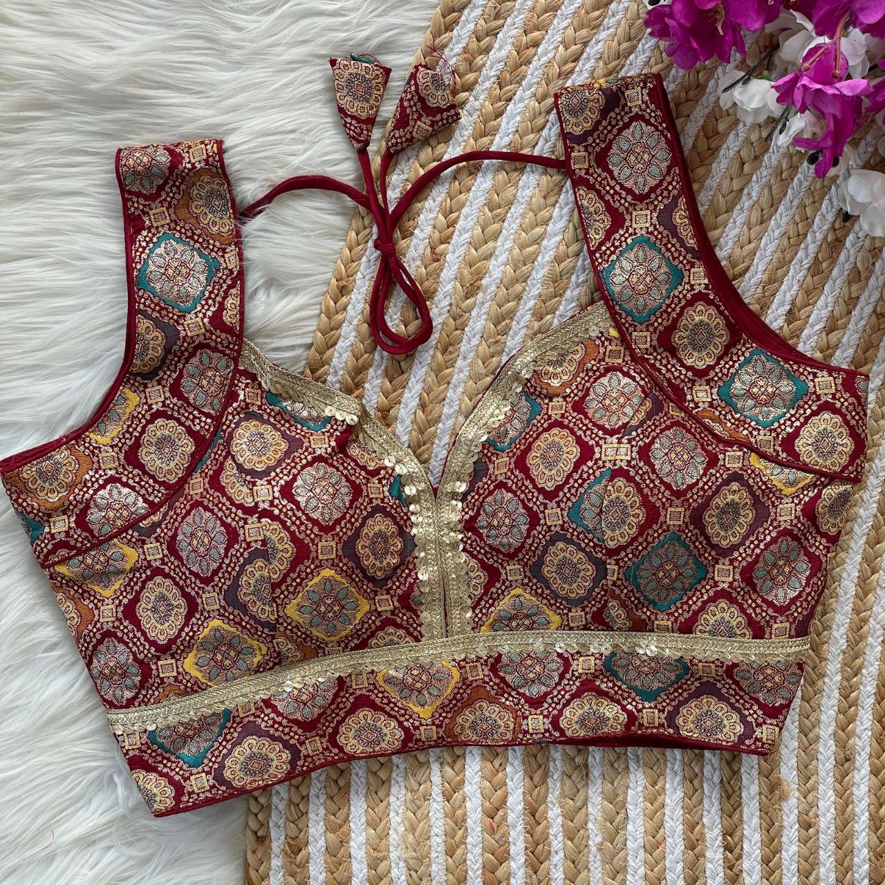 jacquard with golden jari and golden less