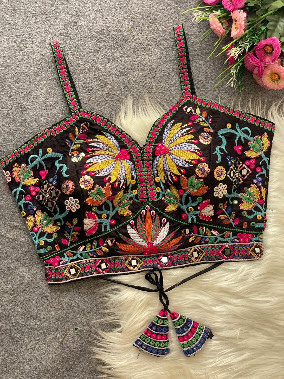 Heavy Embroidery+Sequence Work Blouse+ mirror