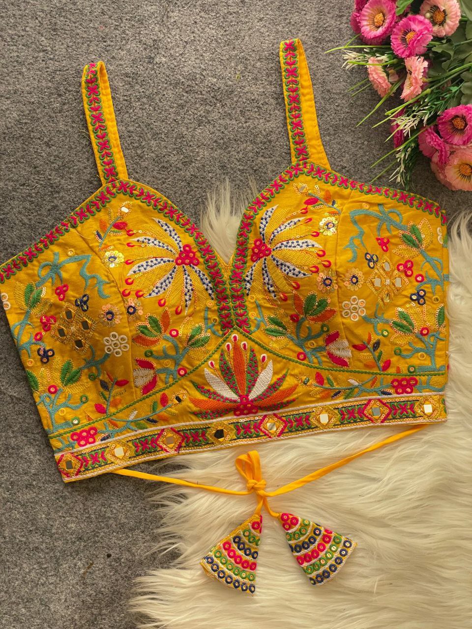 Heavy Embroidery+Sequence Work Blouse+ mirror