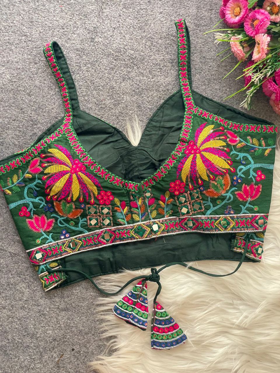 Heavy Embroidery+Sequence Work Blouse+ mirror