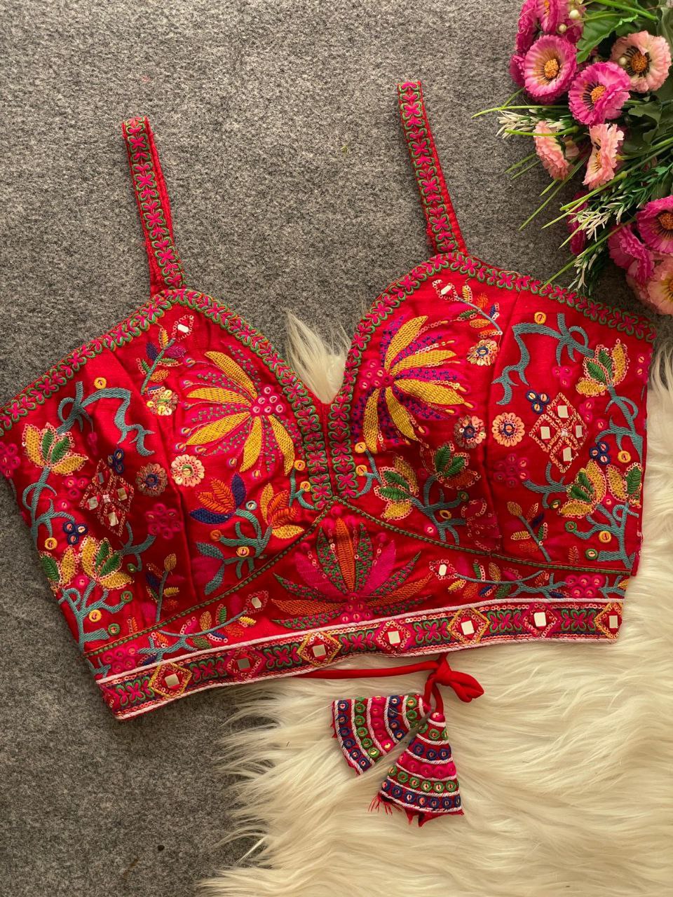 Heavy Embroidery+Sequence Work Blouse+ mirror