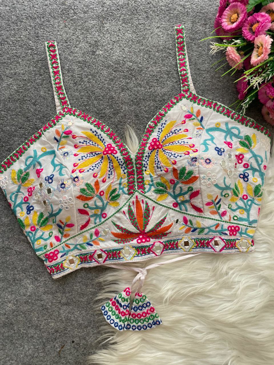 Heavy Embroidery+Sequence Work Blouse+ mirror