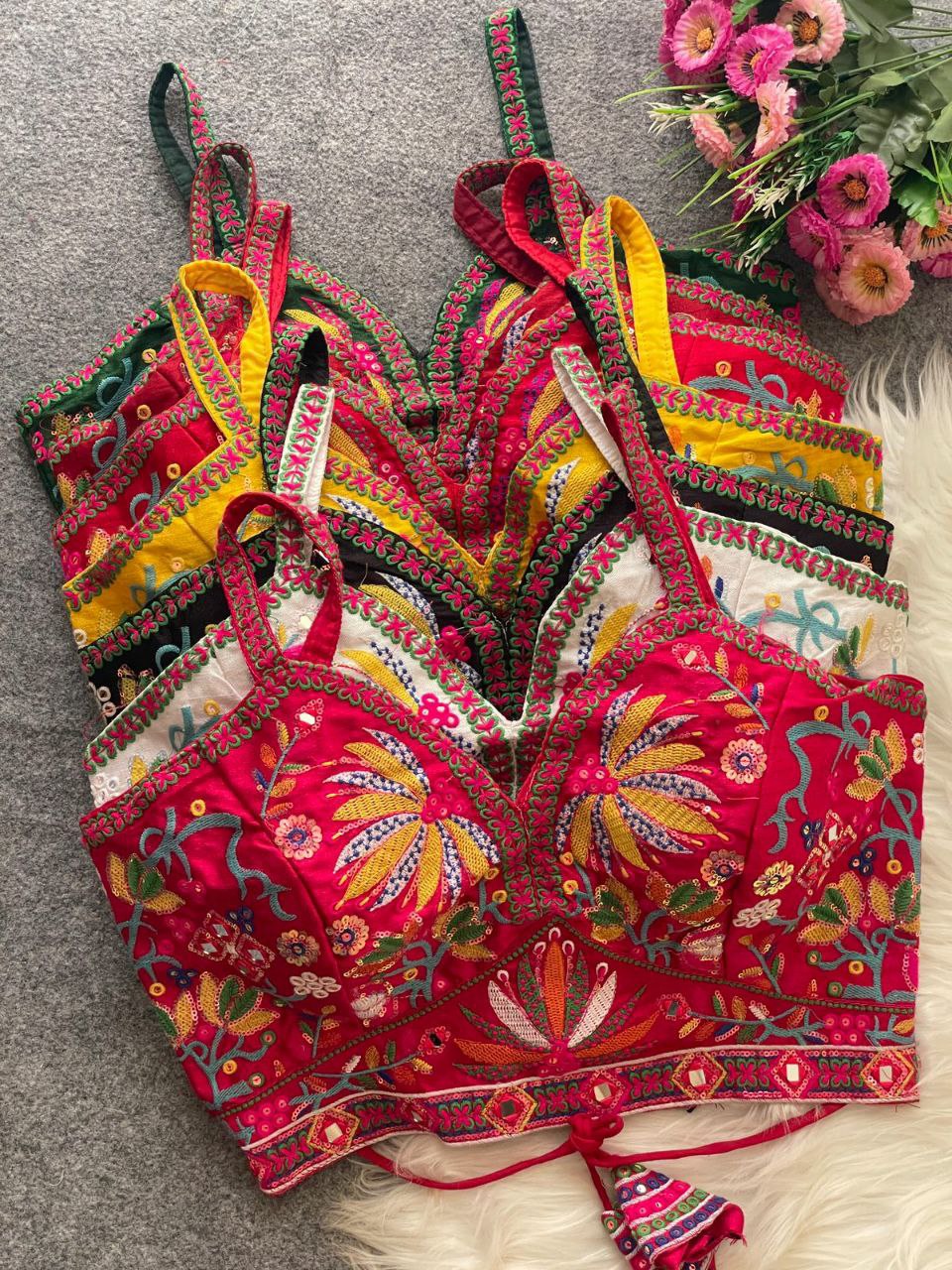 Heavy Embroidery+Sequence Work Blouse+ mirror