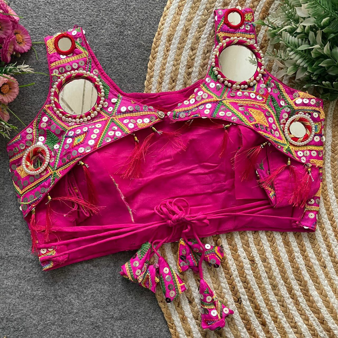 REAL MIRROR WITH MULTI THREAD WORK BLOUSE