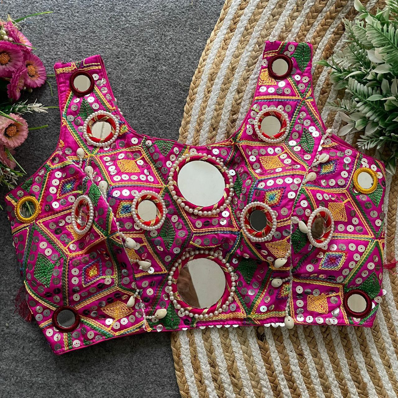 REAL MIRROR WITH MULTI THREAD WORK BLOUSE