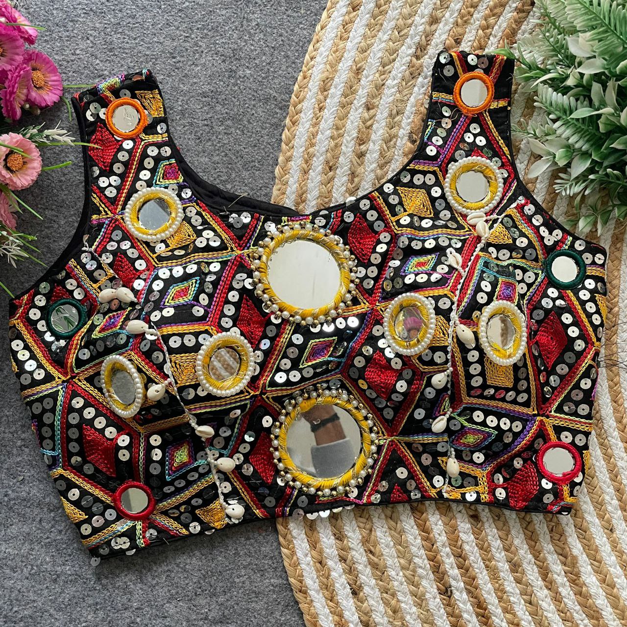 REAL MIRROR WITH MULTI THREAD WORK BLOUSE